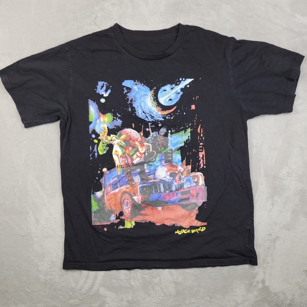 Juice WRLD Shirt Mens Large Black Vlone V Astronaut Car Space Graphic USA‎ Tee